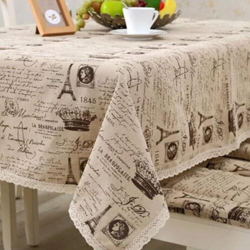 Eiffel Tower with Crown Pattern Tablecloth Linen Dinner Table Cloth Multi Sizes Lacy toalha de mesa DustProof Home Decoration