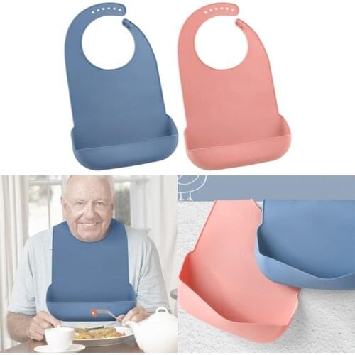 Adult Bib Waterproof Anti-oil Silicone Bib Elderly Aged Senior Citizen Mealtime Cloth Protector Disability Aid Aprons QX2D