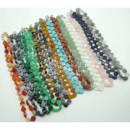 Natural stone mix Ronde Quartz Crystal tiger eye Turquoises aventurine Opal Unakite pendant for diy Jewelry Making necklaceA16