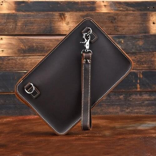 Fashion Genuine Leather Men Clutch Bag A4 Cowhide Shoulder Messenger Bag Gloss Flap Bags Work Handbag For iPad Big Wallet