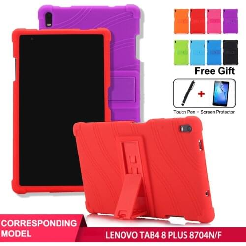 SZOXBY For Lenovo TB-8704F Cover Tab4 8 Plus Tablet Case TB-8704N Anti-Fall Silicone Case Bracket Hockproof Shockproof Washable