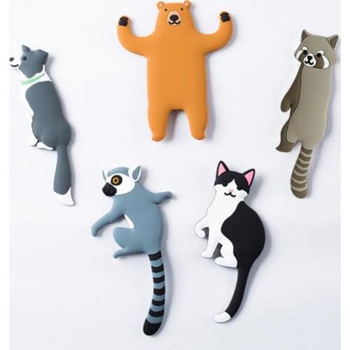 Multi-Purpose Hooks Lovely animal Fridge Hook Key Wall Crochet Holder Removable Kitchen Hooks key holder wall can Washed holder