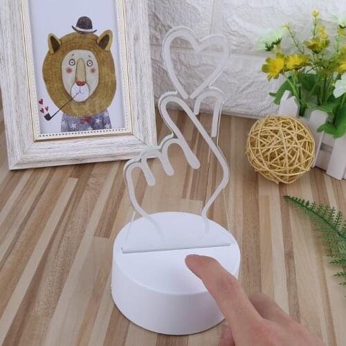 USB Novelty 7 Colors Changing Finger Heart LED Night Light 3D Desk Table Lamp Home Decor 652A