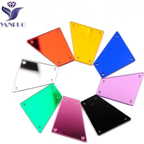 YANRUO 30pcs Irregular Mirror Flatback Strass Rhinestones Sewed Glass Acryl Mirror Craft Gems Clothing Accessories