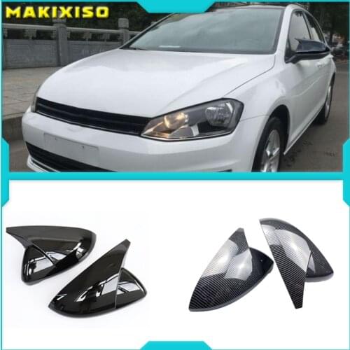 Black Horn Shape Side Wing Mirror Cover for VW Golf 7 MK7 7.5 GTD R GTI GTE VII Cap E-golf Sportsvan 2013 2018 2019 2020 replace
