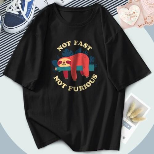 Not Fast Not Furious Tees Tops Harajuku Womens Funny T Shirts Print O-Neck 2021 Retro Tshirts Hip Hop Outdoor Camiseta Female