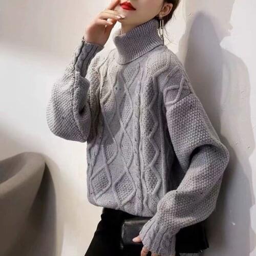 Solid Turtleneck Knit Women Sweaters 2021 Winter Thick Warm casual Jumpers Full Sleeve Korean Fashion Ladies Soft Pullovers Tops