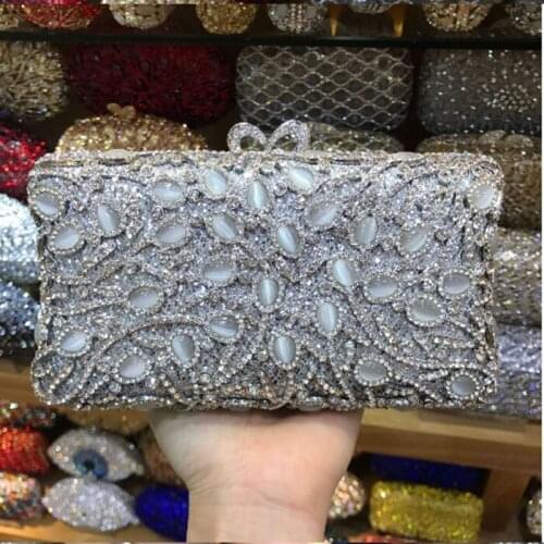 Gold/silver wallet clutch bag with chain fashion brand crystal women party clutch purse bag rhinestone party evening bag women