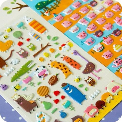 1Sheet sticker Korea Styling Kawaii 3d Cartoon Sheep Alpaca Pvc Diary Bubble Stickers Decorative Notebook Albums Card Paper
