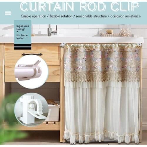 Adjustable Curtain Rod Brackets Pole Drapery Hook Holders Adhesive Hooks Bathroom Hooks Bathroom Storage Organization