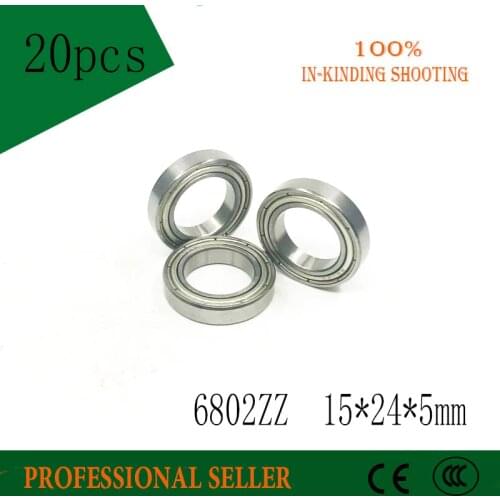 20PCS 15x24x5mm bearing 6802ZZ 6802 ZZ 1000802 p6 Deep Groove ball bearing 15*24*5mm 61802Z 6802Z