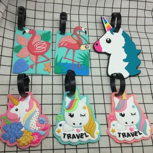 5 Cartoon Unicorn Travel Accessories Luggage Tag Suitcase Flamingo Style Fashion Silicon Portable Travel Label ID Address Holder