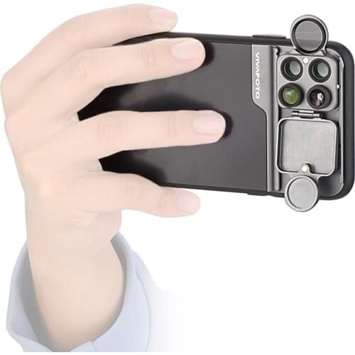 5 in 1 Phone Vlog Lens Case Kit 20X Super Macro Lens CPL Fisheye Telephoto Lens for iPhone 11 Pro Max Phone Case with Lens Kit