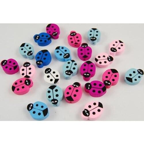 50pcs 20x14MM Wooden Ladybug DecorDecorations Bumble Ladybug Shaped Craft Embellishment for DIY Craft Party Home Decor