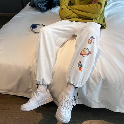 #5008 White Black Grey Printed Casual Harem Cartoon Pants Pantalon Homme Spring Autumn Sweatpants Streetwear Joggers Track Pants