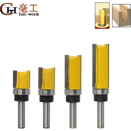8mm Shank Template Trim Hinge Mortising Router Bit Straight End Mill Trimmer Cleaning Flush Trim Tenon Cutter for Woodworking