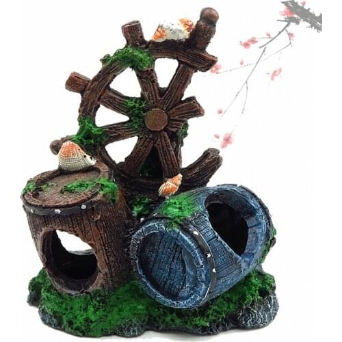 Aquarium Accessories Resin House Fish Bucket Hidden Cave Reptile Turtle Breeding House Fish Tank Decoration Ornament Landscape