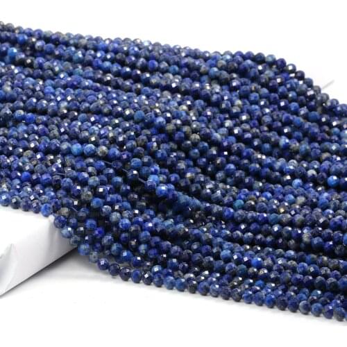 2/3mm Natural Stone Bead Round Shape Lapis lazuli Faceted Crystal Beads for Jewelry Making DIY Bracelet Necklace 15inch