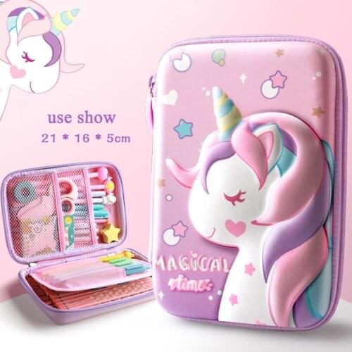 Unicorn Pencil Case Big Kawaii Pencil Box School Supplies Trousse Scolaire 3D Pen Case Stationery Cute School Pencil Cases