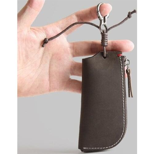 Genuine Leather Key Wallet Pouch Business Men Door Car Key Case Bag Holder Male Keychain Key Organizer Housekeeper