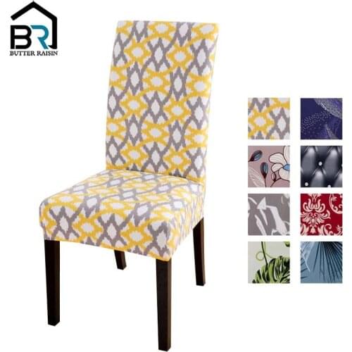 Printed Chair Cover Dining Room Spandex Elastic Chair Slipcover Case Stretch Chair Cover For Hotel Banquet Pcs Wedding 1/4/6