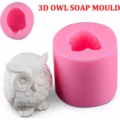 DIY 3D Owl Soap Mould Candles Melts Soap Crafts Silicone Mold Handmade Mold Pink