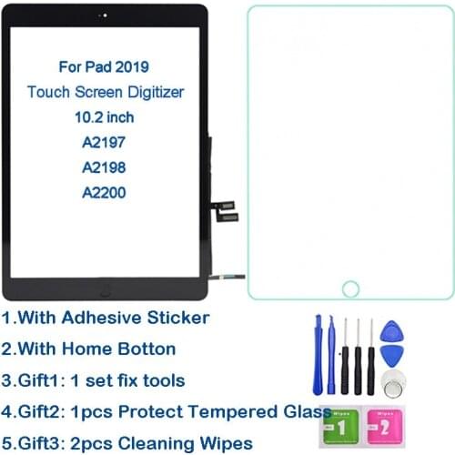 For iPad 2019 10.2 Touch Screen For iPad 7 iPad7 Screen Digitizer Glass Sensor Touchscreen For iPad 10.2 Panel A2197 A2198 A2200