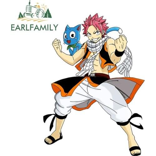 EARLFAMILY 13cm x 9.8cm Decal for Fairy Tail Natsu Funny Car Stickers Anime Surfboard Scratch-Proof Waterproof Vinyl Car Wrap
