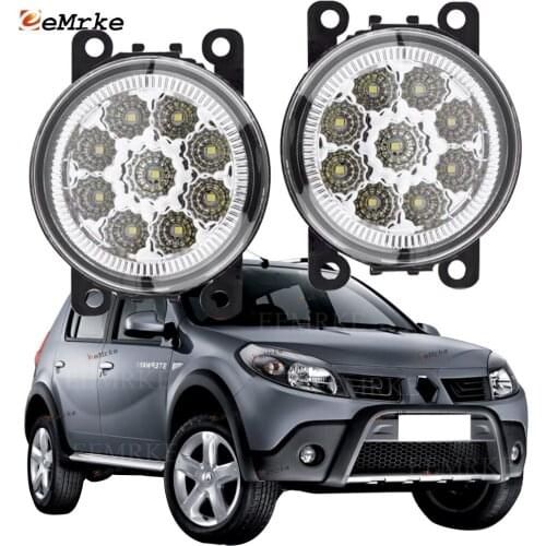 EEMRKE 2-PCS Car-Styling for Renault Dacia Sandero / Stepway BS_2007-2011 2012 9-Pieces Led Fog Lights H11 12V Fog Head Lamp