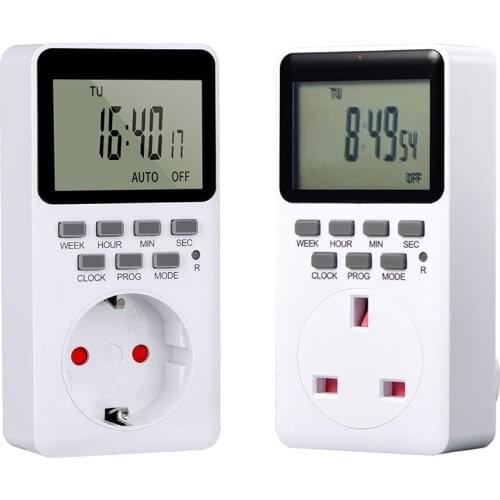Electronic Digital Timer Switch EU UK Plug Kitchen Timer Outlet 230V 220V 50HZ 13A 16A 7 Day Weekly Programmable Timing Socket