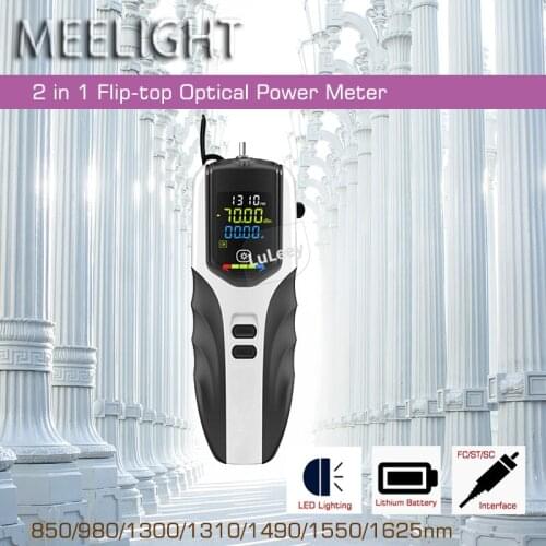 FTTH 2 in 1 OPM High-Precision Mini Optical Power Meter Optical Failure Tester LED Light Built-in lithium battery SC FC ST