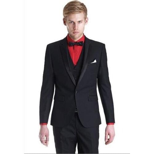 Hot Sales Black Business Men Suits Custom Made, Bespoke Classic Black Wedding Suits For Men, Tailor Made Groom Tuxedos For Men