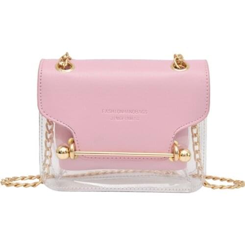 Hot Summer PVC Transparent Clear Clutch Bag Chain Tote Jelly Bag Shoulder Handbag PVC Transparent Portable Fashion Shoulder Bag