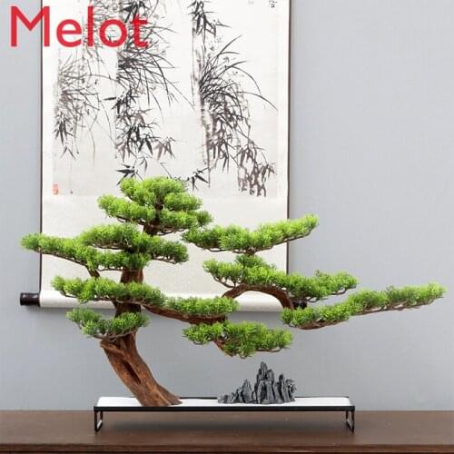 Simulation Bonsai Large Sand Plate Desktop Decoration Welcome Pine Root Carving Soft Furnishings Modeling Villa Living Room