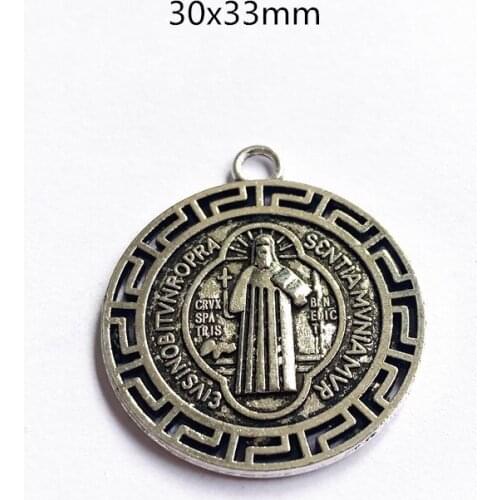 6pcs Saint St Benedict of Nursia Patron Against Evil Cross Medal Big Pendant,Diy Handmade Necklace Charms Jewelry Accessories