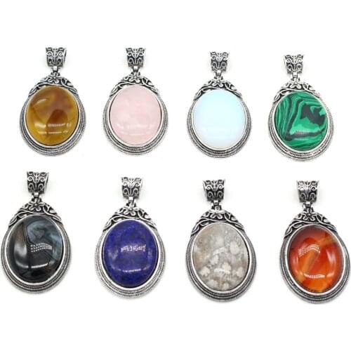 Natural Stone Pendant Malachites Opal Stones Pendant Charms for Making DIY Jewlery Necklace Gift Size 38x70mm