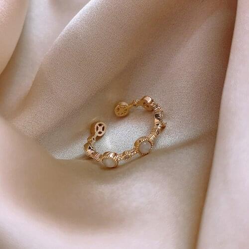 2020 New Fashion Geometric Adjustable Rings Contracted Joker Sweet Rhinestone Women Rings