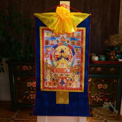 Wholesale Buddhist supplies-120CM LARGE--Tibet Buddhism ART Kalachakra dus khor Buddha Mandala Thang-ga Thangka painting