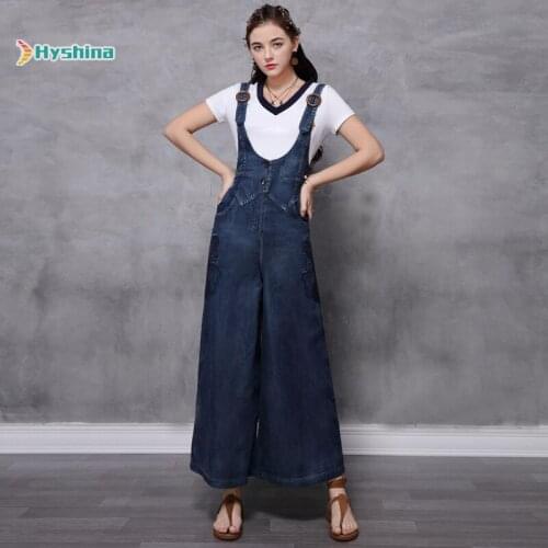 Original Womens Summer New Denim Oversized Backpack Pants Retro Embroidery Casual Jumpsuit