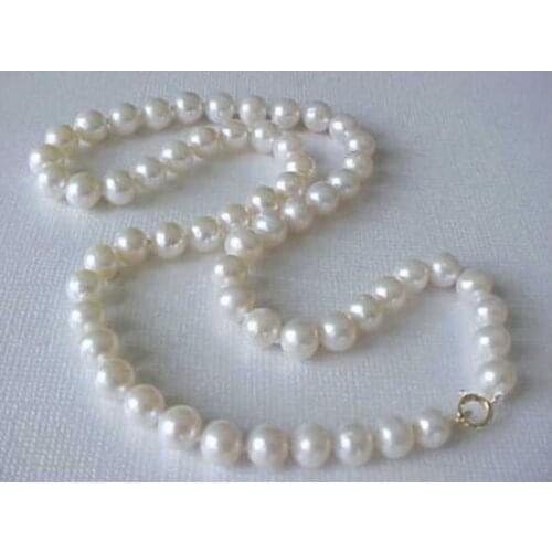 17.5" 7-8MM AAA GENUINE WHITE FRESHWATER PEARL NECKLACE