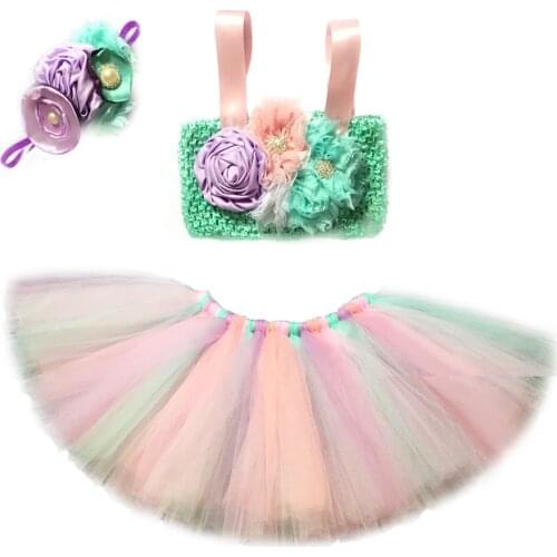 Princess Mermaid Tutu Dress Outfit for Baby Girls Sea-maid Birthday Party Costumes Toddler Kids Photo Shoot Tutus Skirt Set 1-8Y
