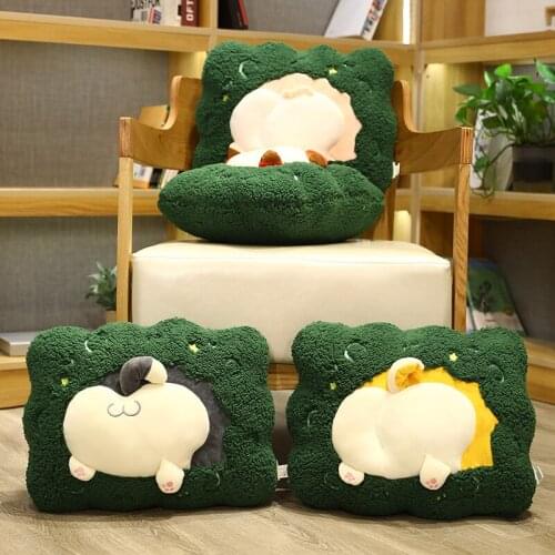 40*30cm Kawaii Green Grass Plush Pillow Soft Stuffed Chair Sofa Cushion Home Decoration Car Cushion Birthday Gift For Children