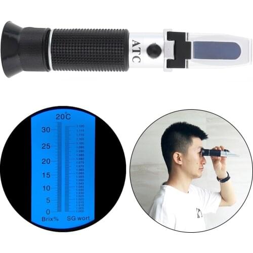 RSG-100ATC Black Brix 0-32% Refractometer Beer Sugar Wine Alcohol Wort SG Meter Saccharimeter Handheld Tester Tools