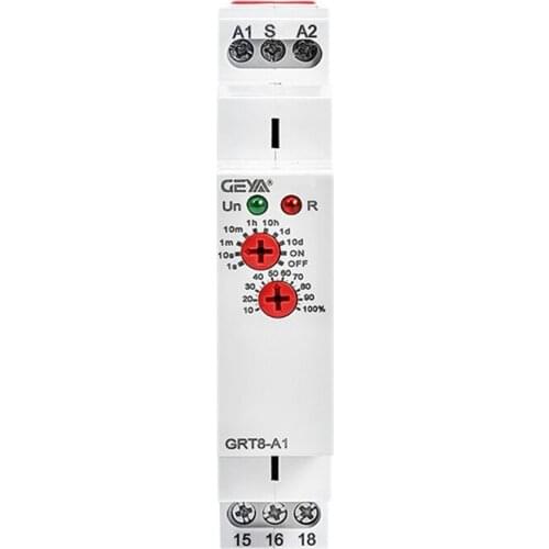 GEYA Delay Timer Switch AC/DC 12V-240V Mini Power on Delay Time Relay DIN Rail Type GRT8-A1