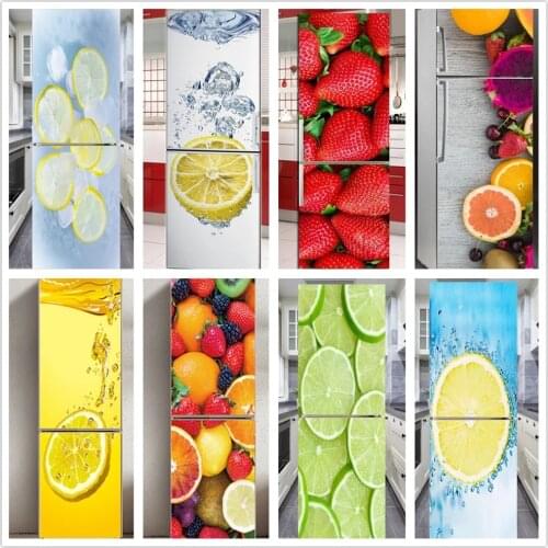 3D Fruit Self Adhesive Dishwasher Refrigerator Wrap Freezer Sticker Kids Art Fridge Door Cover Wallpaper Kitchen Accessories