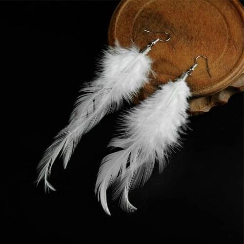 Boho Style Handmade Elegant Feather Drop Earings Lady Earing Accessories Vintage Style Long Feather Earrings For Women Jewelry