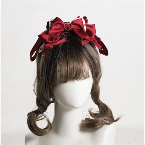 Sweet Heart Lolita Lace Bowknot Hairpin KC Hair Accessories Girl Kawaii Hair hoop Cosplay Headwear D758
