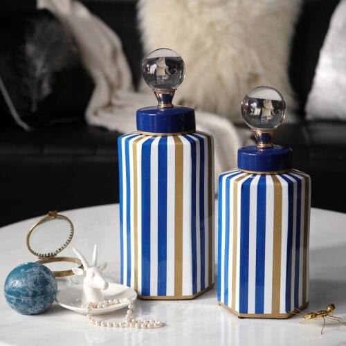 Modern Striped Decorative Storage Tank Vase Villa Model Soft Decoration