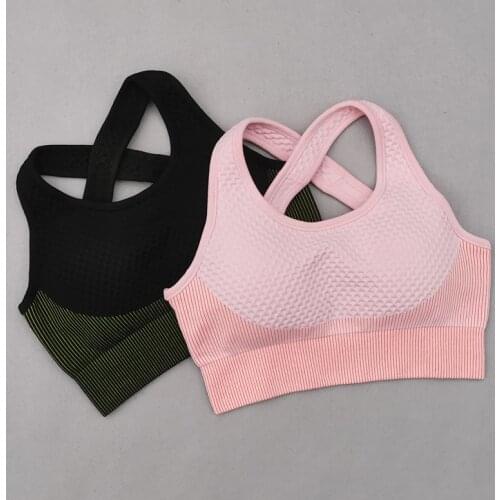 2020 New Seamless Yoga Bra Tops Cross Back Sports Bra High Impact Sport Fitness Bra Top Shockproof Running Bras Female