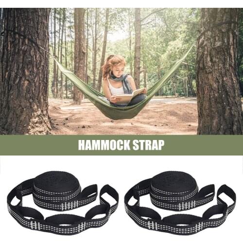 2 Pcs/Set Hammock Straps Reinforced Camping Polyester Straps High Load-Bearing Barbed Black Outdoor Hammock straps Rope Belt